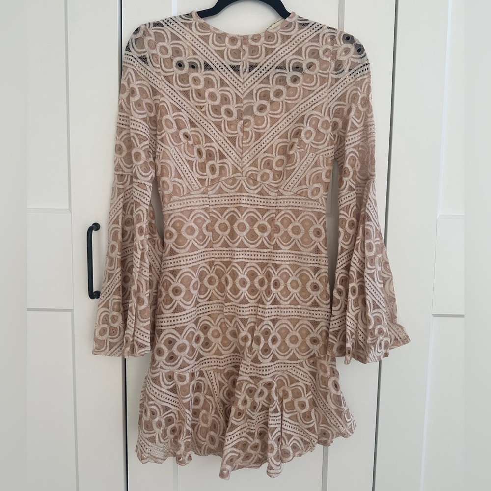 Tan Lace Mini Dress